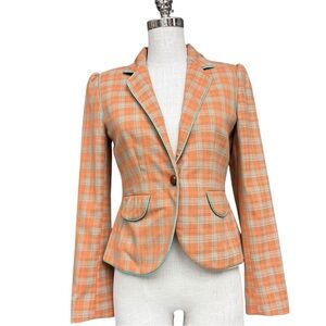 Original Penguin by Munsingwear Orange Plaid Blazer Jacket Vintage 80s Size 4